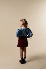 Burgundy Corduroy Embroidered Skirt