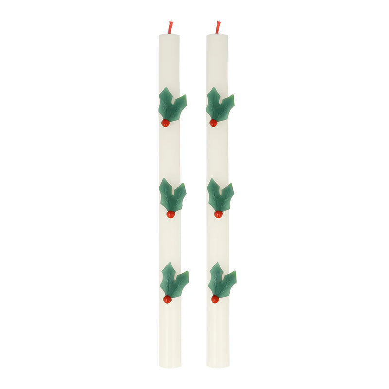 Holly Table Candles (x 2)