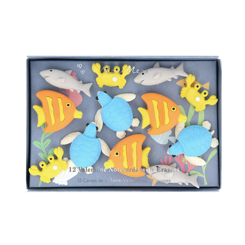 Under The Sea Kids Valentine's Cards & Erasers Set