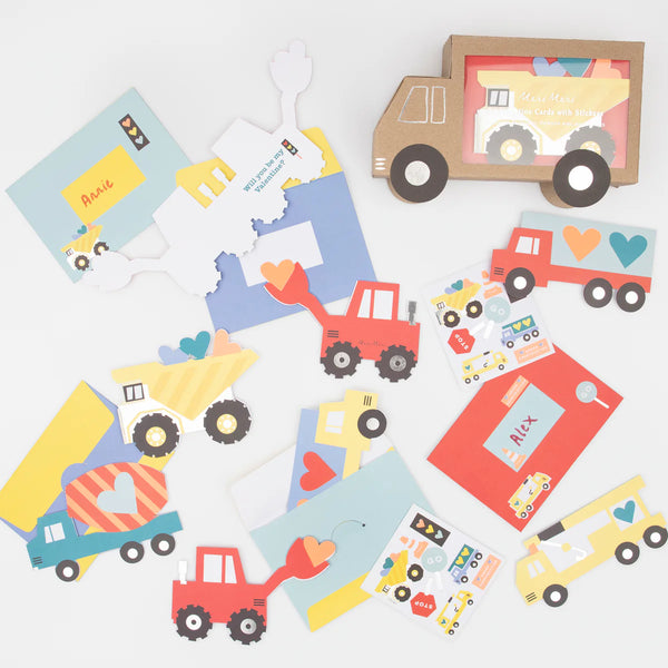 Truck Kids Valentine's Card Set