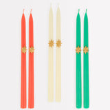 Mixed Gold Star Taper Candles (x 6)