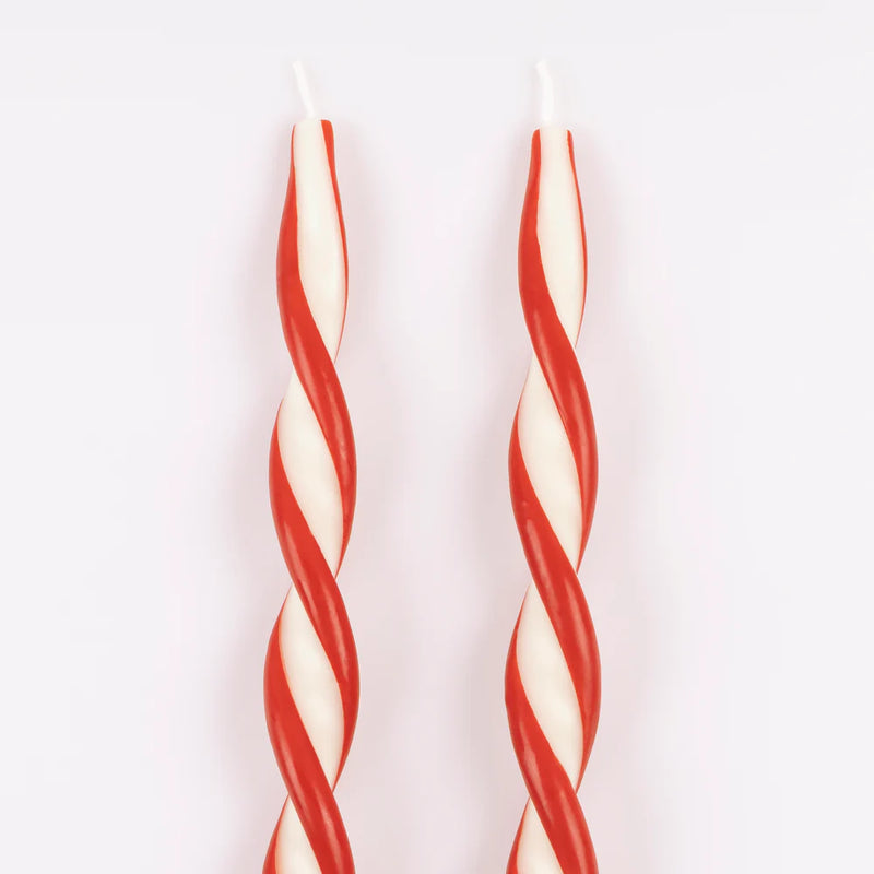 Red Stripe Twist Candles