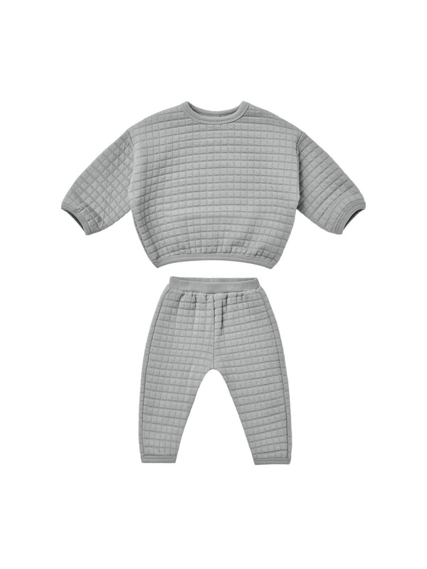 Quilted Sweater + Pant Set | Dusty Blue