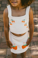 Strawberries Knitted Crop Top | Light Cream