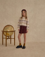 Button Front Mini Skirt | Burgundy