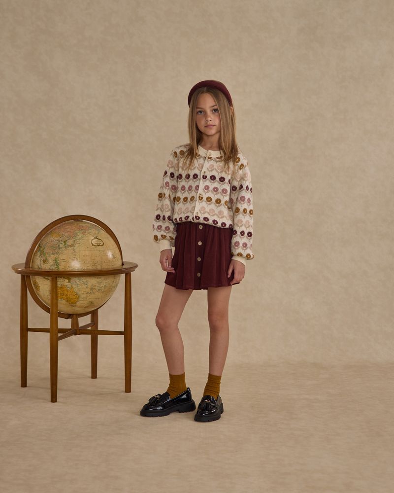 Button Front Mini Skirt | Burgundy