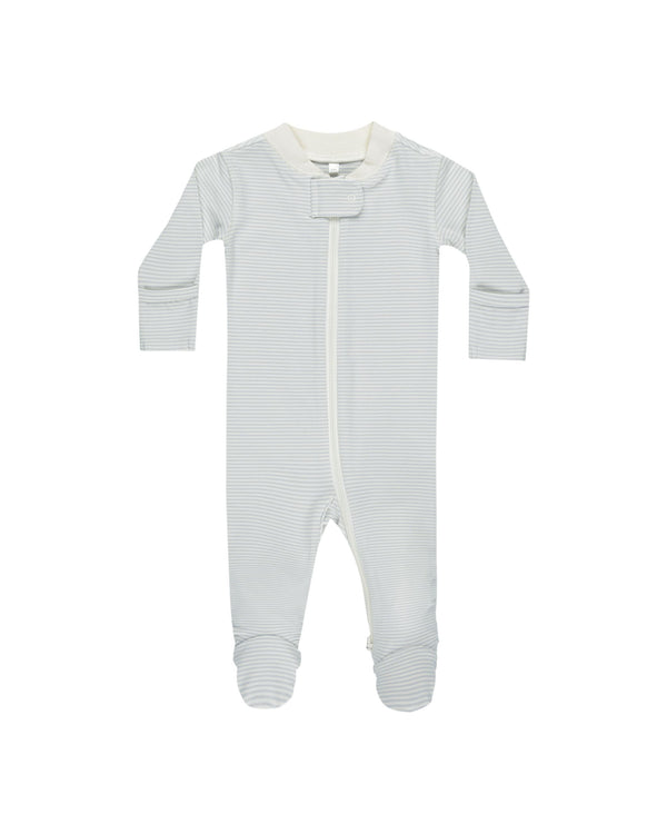 Zip Long Sleeve Sleeper Footie | Sky Micro Stripe