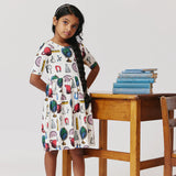 Girls Organic Steph Dress | Scholar Doodle