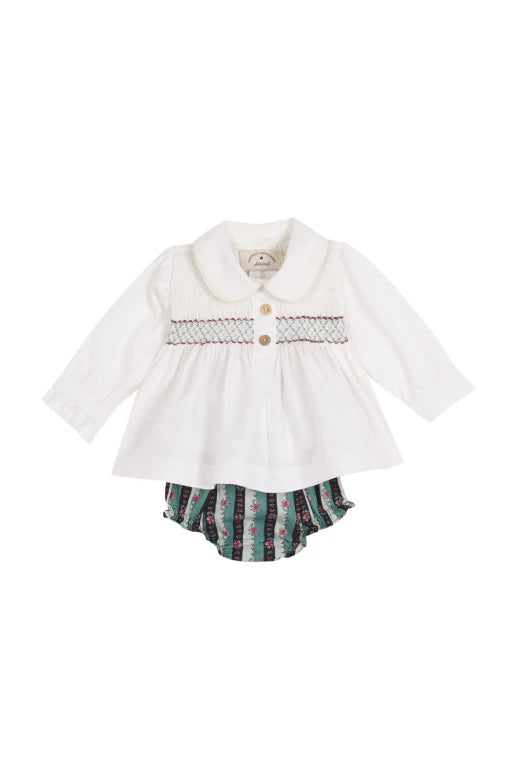 Mariana Ivory Embroidered Blouse and Bloomer set