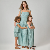 Womens Marilyn Dress | Blue Prairie Block Print