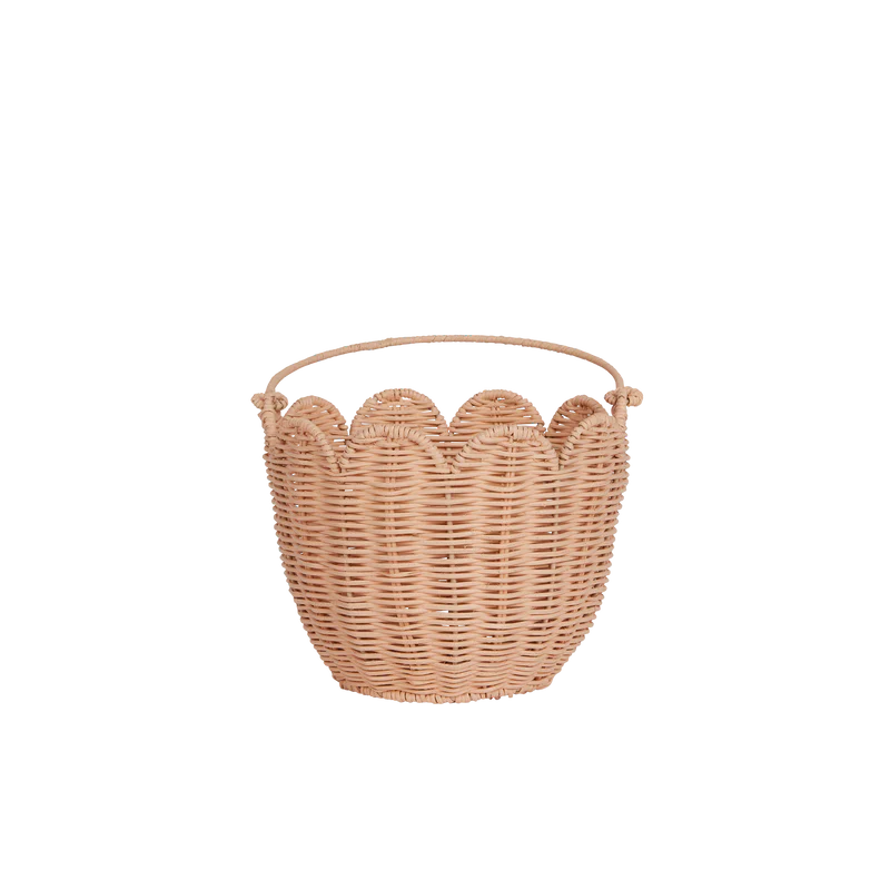 Rattan Tulip Carry Basket | Seashell Pink