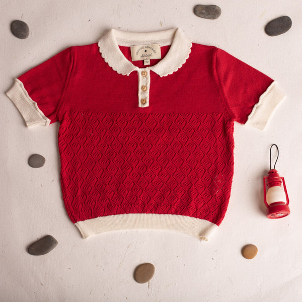 Red Short Sleeve Biri Sweater
