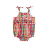 Little Summer Frannie Romper | Red Madras Plain