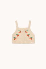 Strawberries Knitted Crop Top | Light Cream