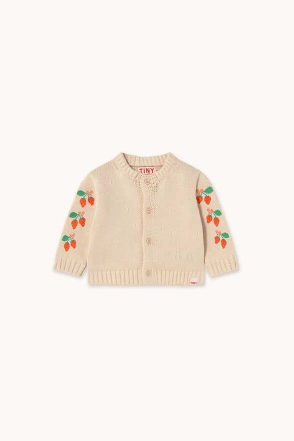 Strawberries Baby Cardigan | Light Cream