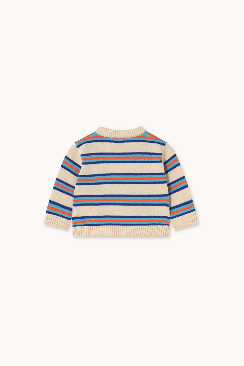 Multicolor Stripes Baby Cardigan | Light Cream