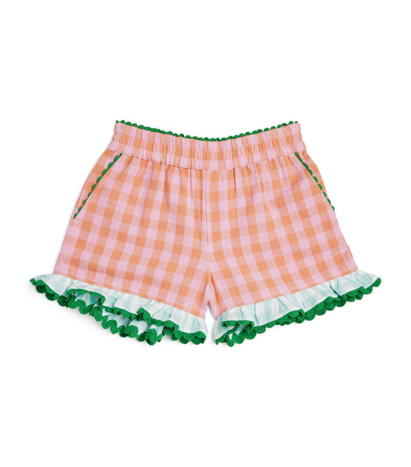 Check Shorts With Ric Rac Details