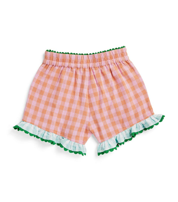 Check Shorts With Ric Rac Details