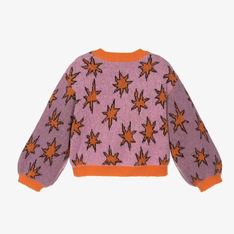 Girls Scribble Stars Sweater | Purple