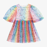 Rainbow Tulle Balloon Sleeve Dress