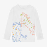 Long Sleeve Tee With Horse Sketch Print