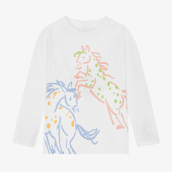 Long Sleeve Tee With Horse Sketch Print