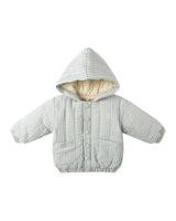 Hooded Woven Jacket | Blue Gingham