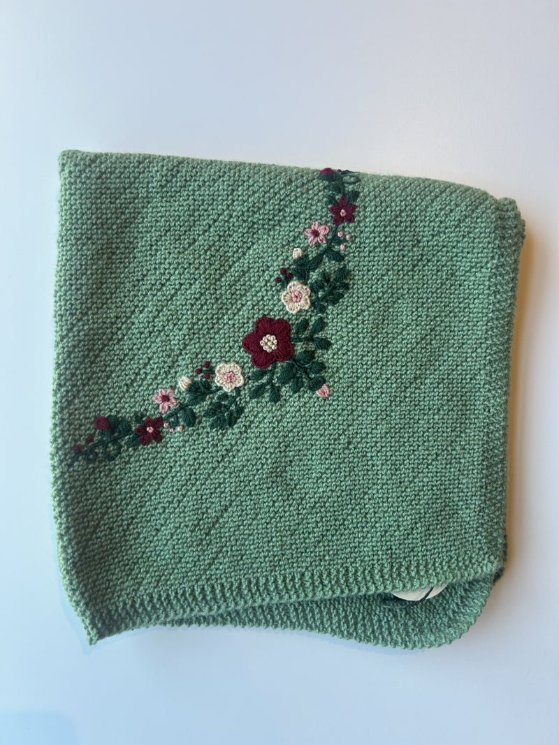 Embroidered Wrap | Green Floral