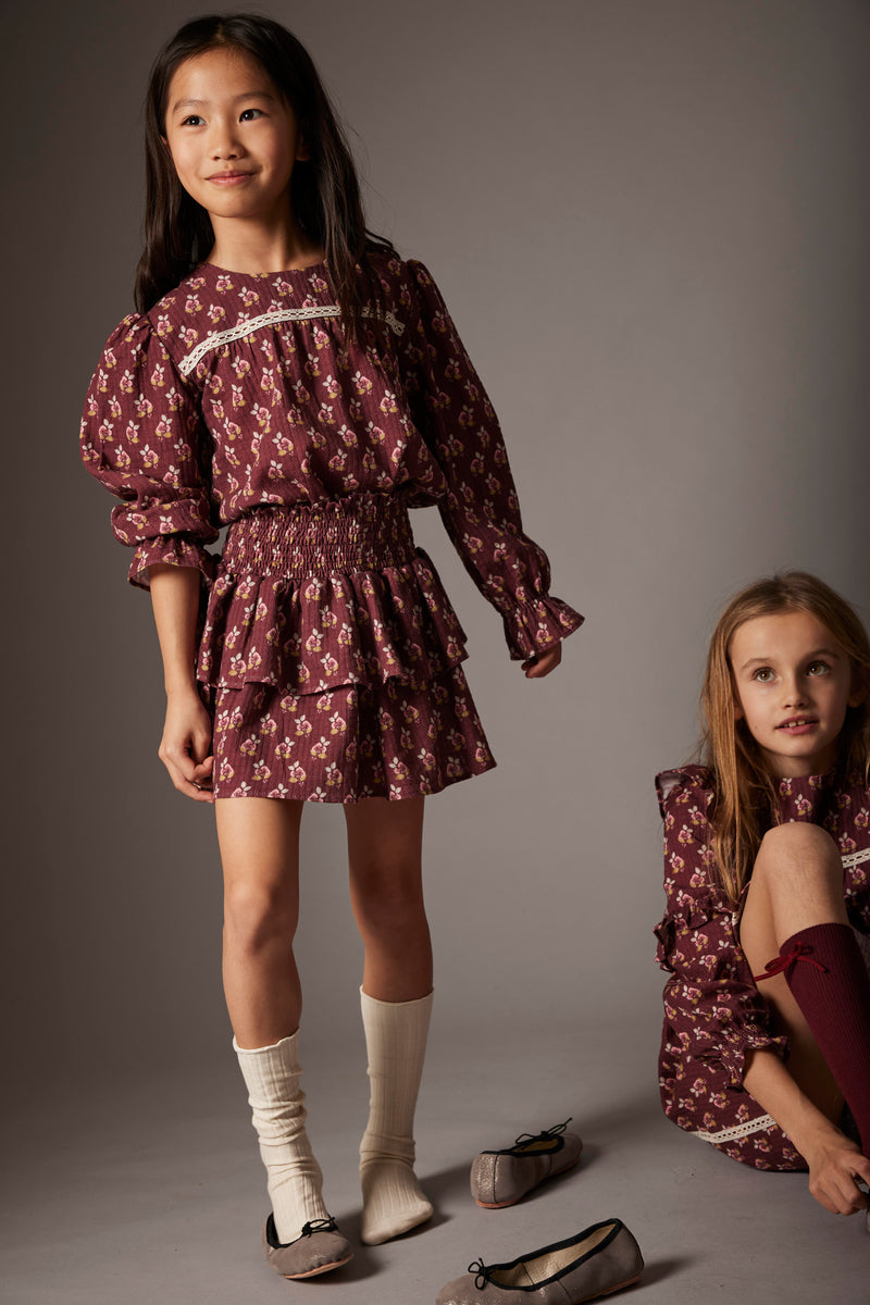 Sintrak Cotton Skirt | Burgundy Bloom
