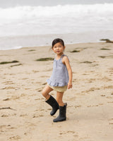 Woven Ruffle Top | Chambray