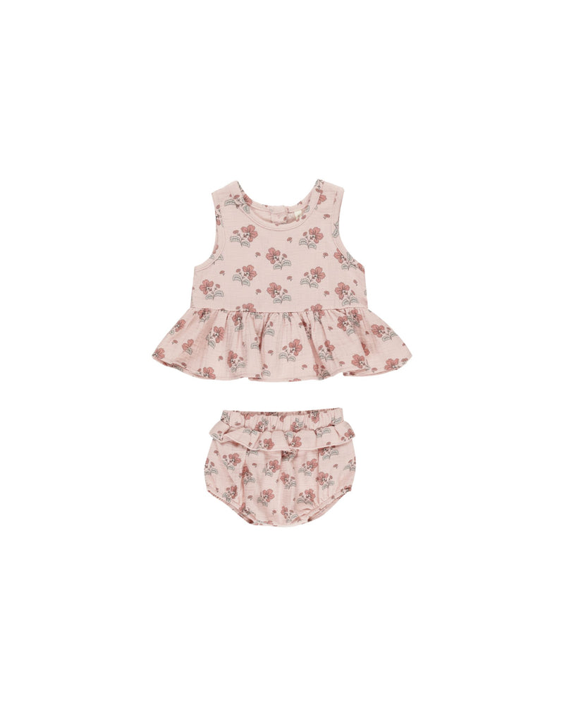 Sleeveless Peplum Set | Vintage Floral