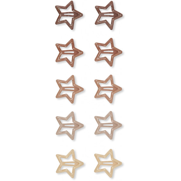 10 Pack Junior Hairclip Star | Glitter Rose