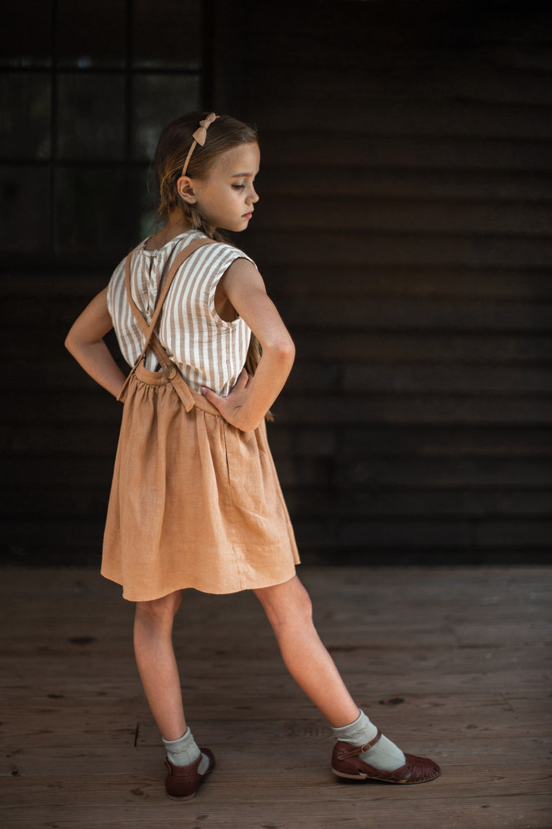 Soor Ploom Eloise Pinafore   Fenugreek   Marigold Modern Kids