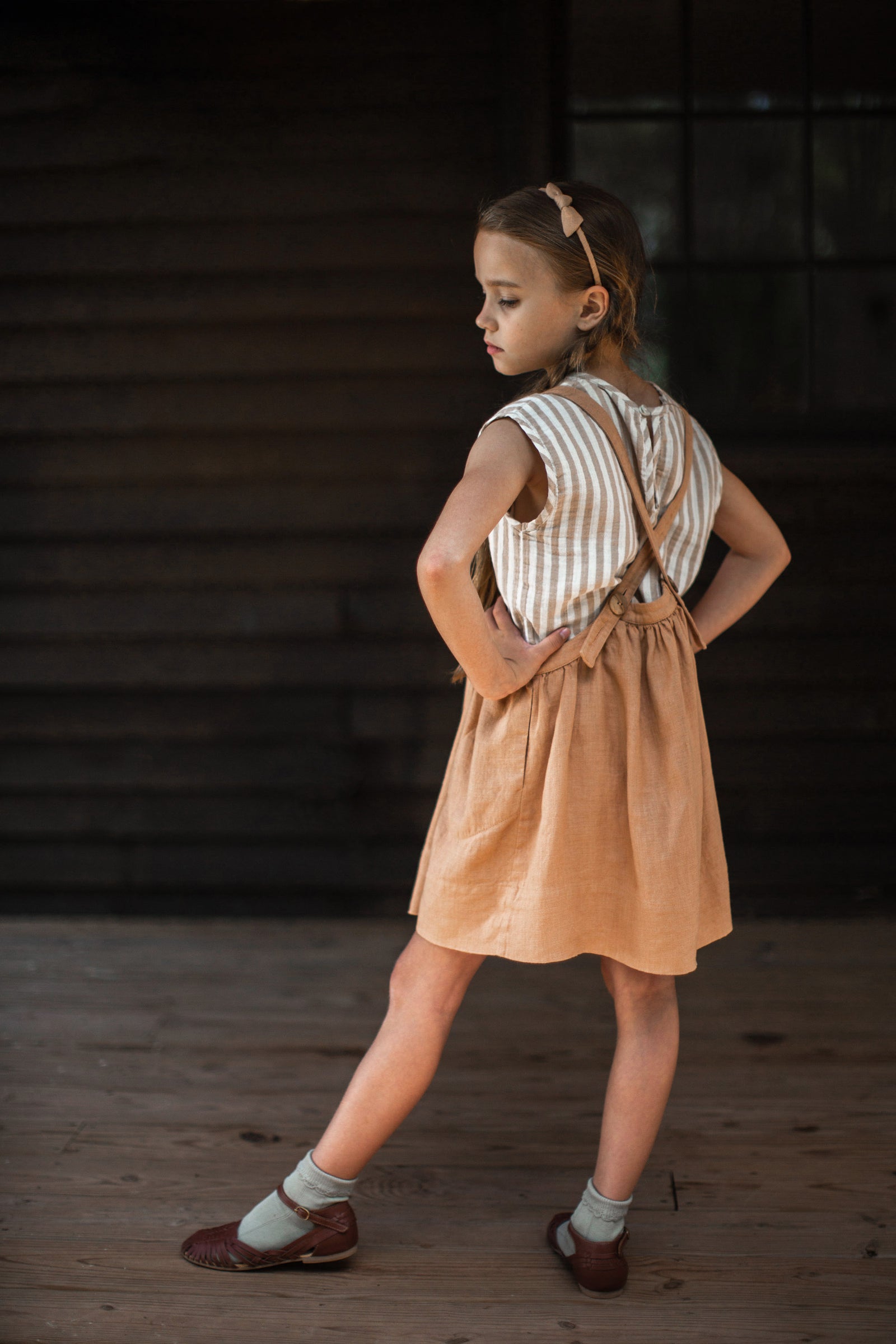 Soor Ploom Eloise Pinafore | Fenugreek | Marigold Modern Kids