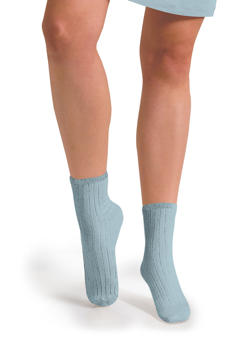 La Mini Ribbed Ankle Socks - Pastel Blue