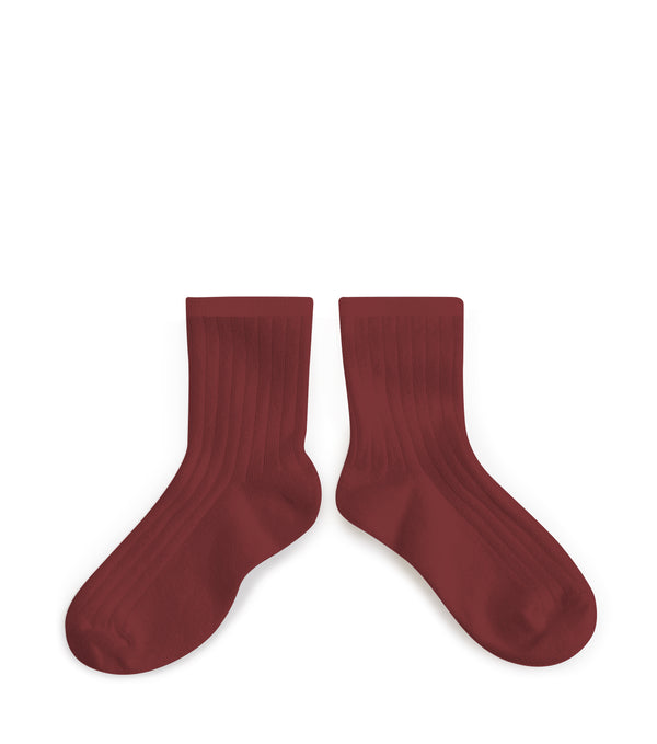 Adult La Mini Ribbed Socks - Chestnut