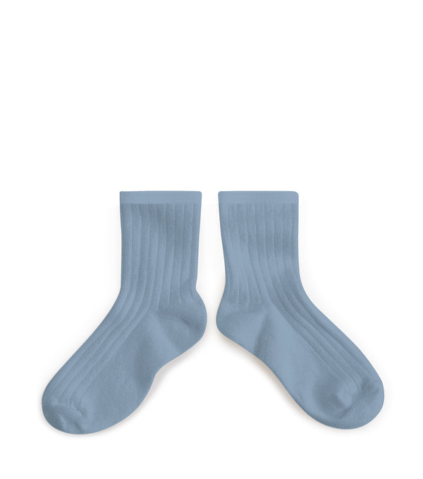 Adult La Mini Ribbed Socks - Blue Azure