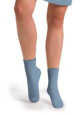 Adult La Mini Ribbed Socks - Blue Azure