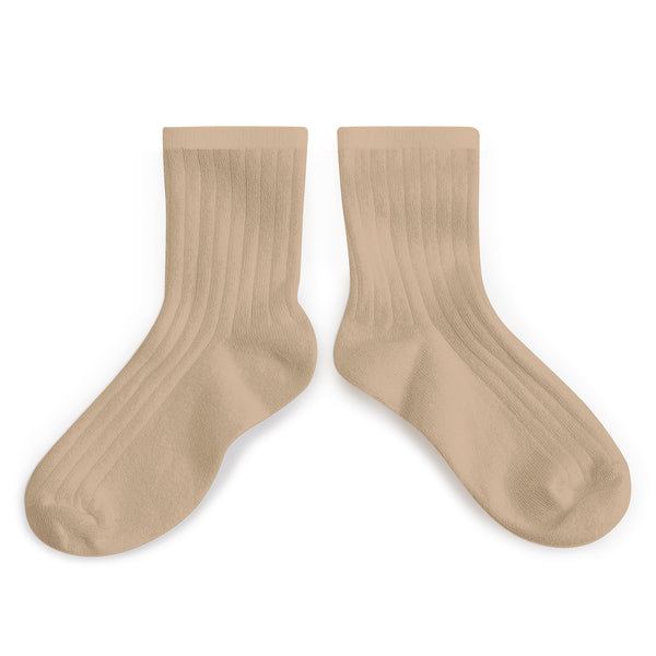La Mini Ribbed Ankle Socks| Taupe