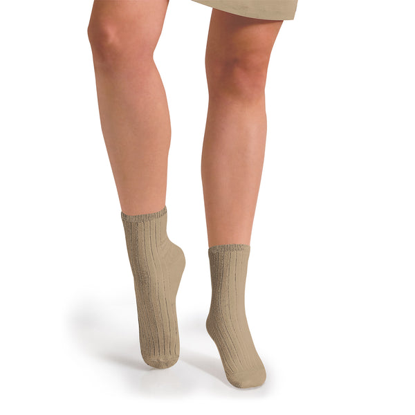 La Mini Ribbed Ankle Socks| Taupe
