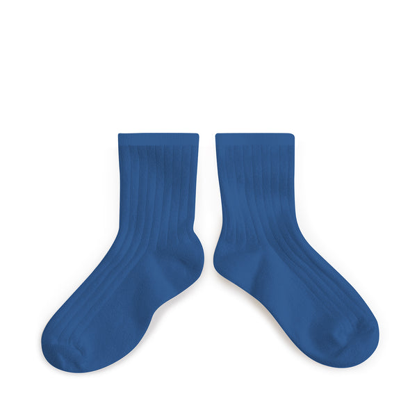 La Mini Ribbed Ankle Socks - Blue Sapphire
