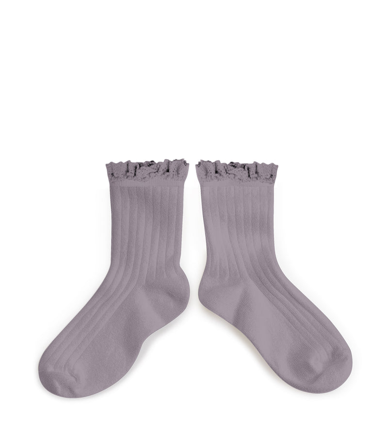 Lili Lace Trim Ankle Socks - Wisteria