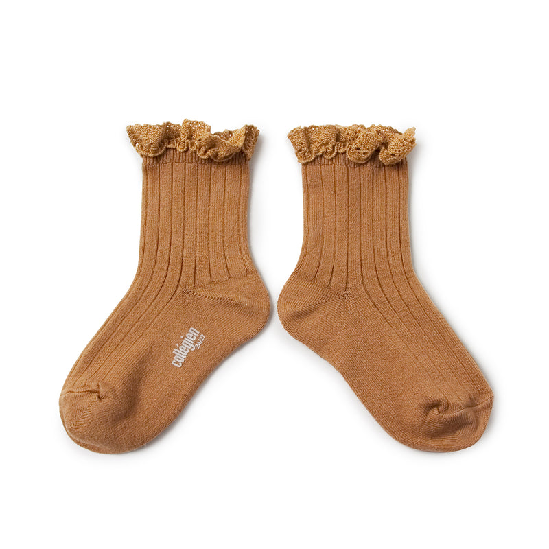 Lili Lace Trim Ankle Socks - Salted Caramel