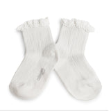 Lili Lace Trim Ankle Socks | White