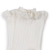 Lili Lace Trim Ankle Socks | White