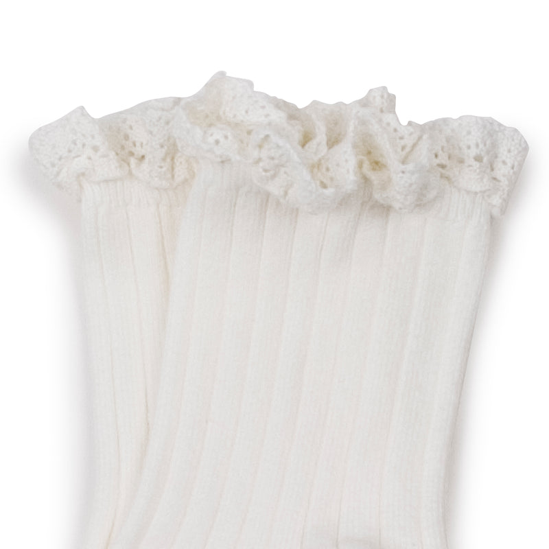 Lili Lace Trim Ankle Socks | White