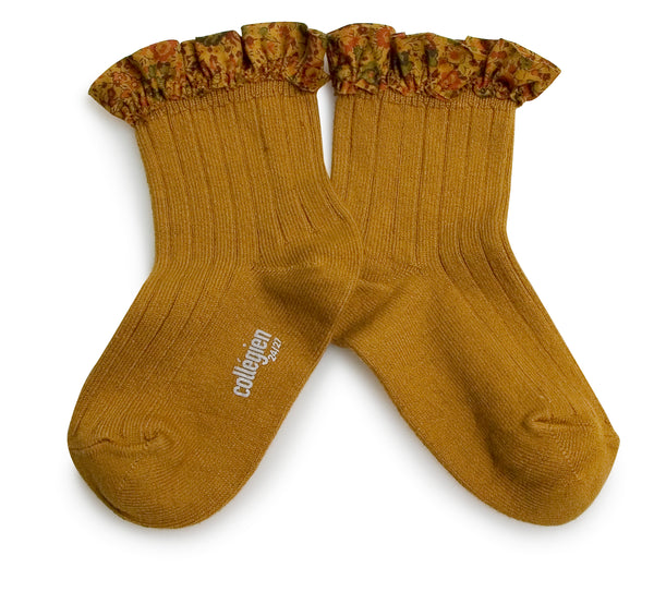 Charlotte Liberty Ruffle Ankle Socks - Mustard