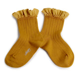 Brigette Gingham Ruffle Ankle Socks - Dijon