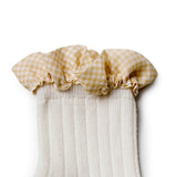 Brigitte Gingham Ruffle Ankle Socks - White