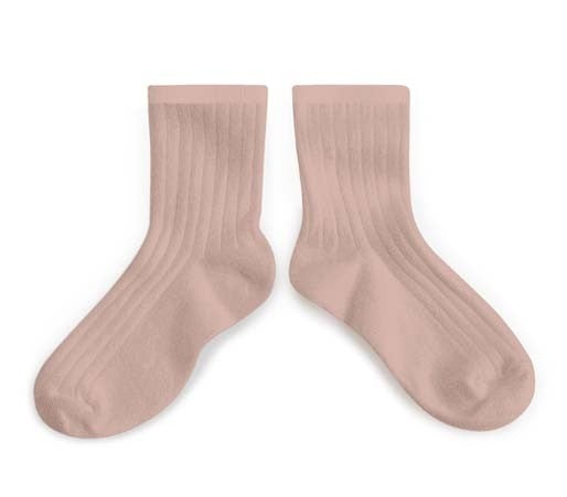 La Mini Ribbed Ankle Socks - Antique Rose